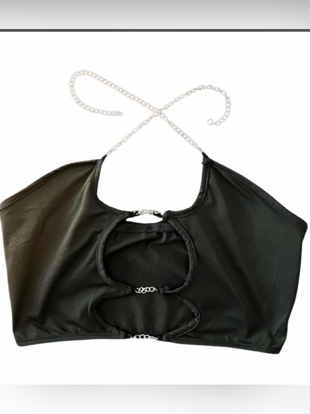 Silver-Chain Black Halter Bandeau